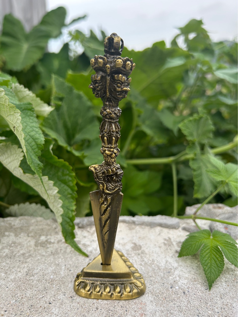 Xizang Tantra Ruth Diamond Pestle Ornaments Puba King Kong Prong Magic Pestle Instrument Copper Alloy Belt Base Height 17cm