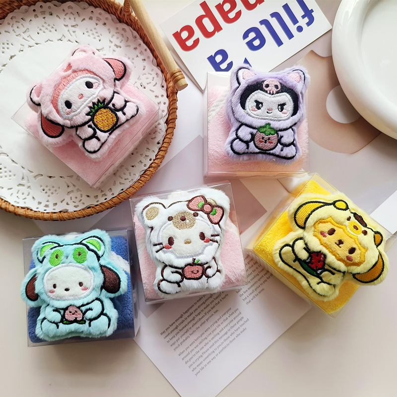 Sanrio melody towel hanging towel boxed children's cute hanging coral fleece towel baby kindergarten