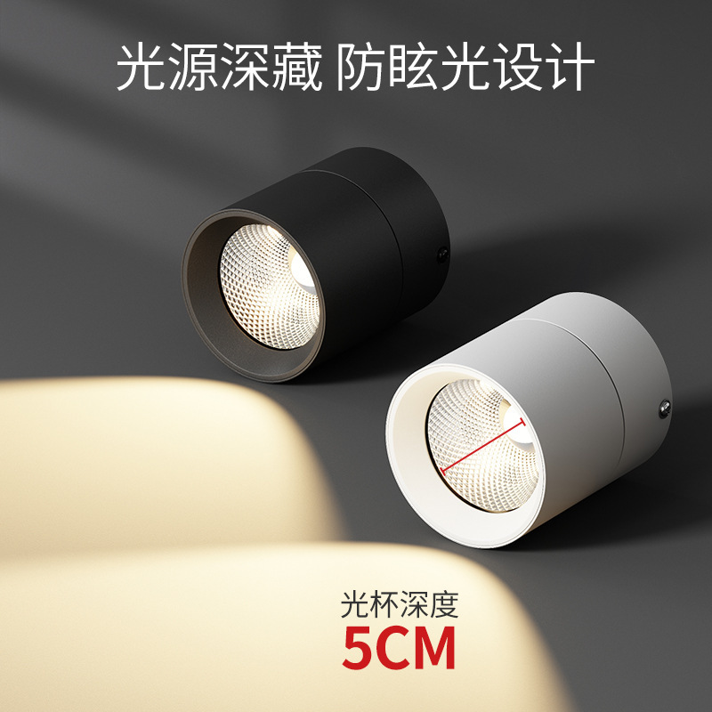 Adjustable Angle Led Full-Spectrum Surface-Mounted Spotlight, Foldable Anti-Glare Living Room Background Wall Entrance Cob Ceiling Ambient Light