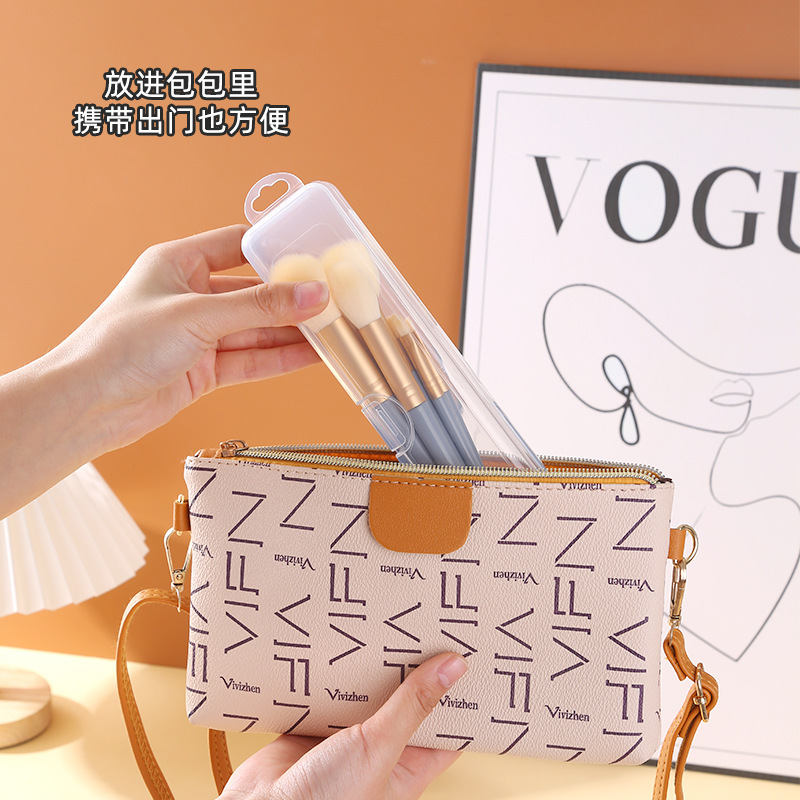 Portable Makeup Brush Storage Box Dust-Proof Pencil Box with Lid Eye Shadow Brush Eyebrow Pencil Organizer Travel Toothbrush Storage Box