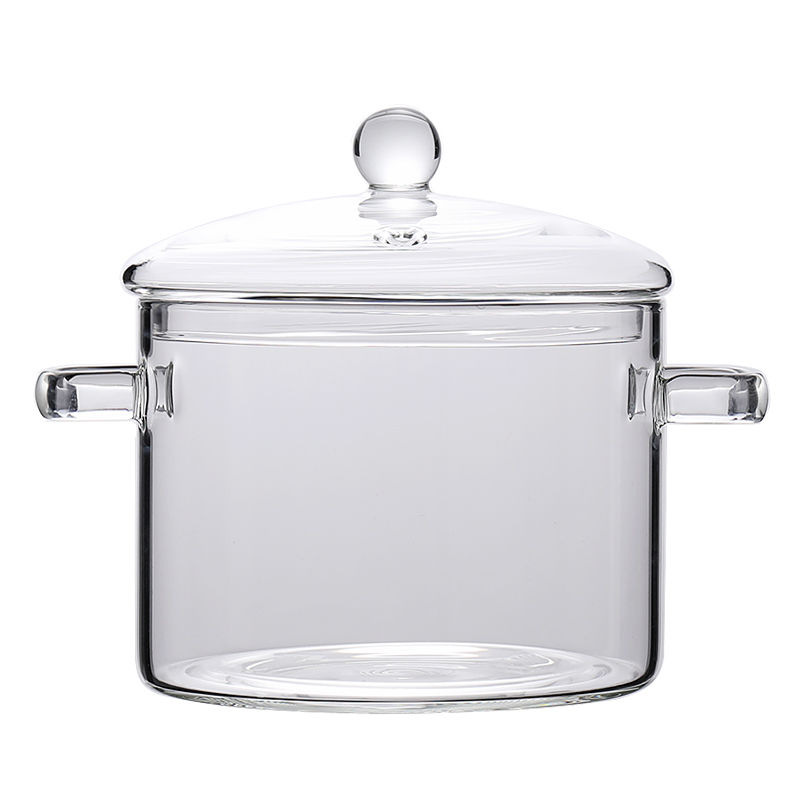 Double-Eared Soup Pot, High Borosilicate Glass Pot with Lid, Suitable for Electric Ceramic Stove, Health-Preserving Cooking Pot, Dormitory Instant Noodle Bowl