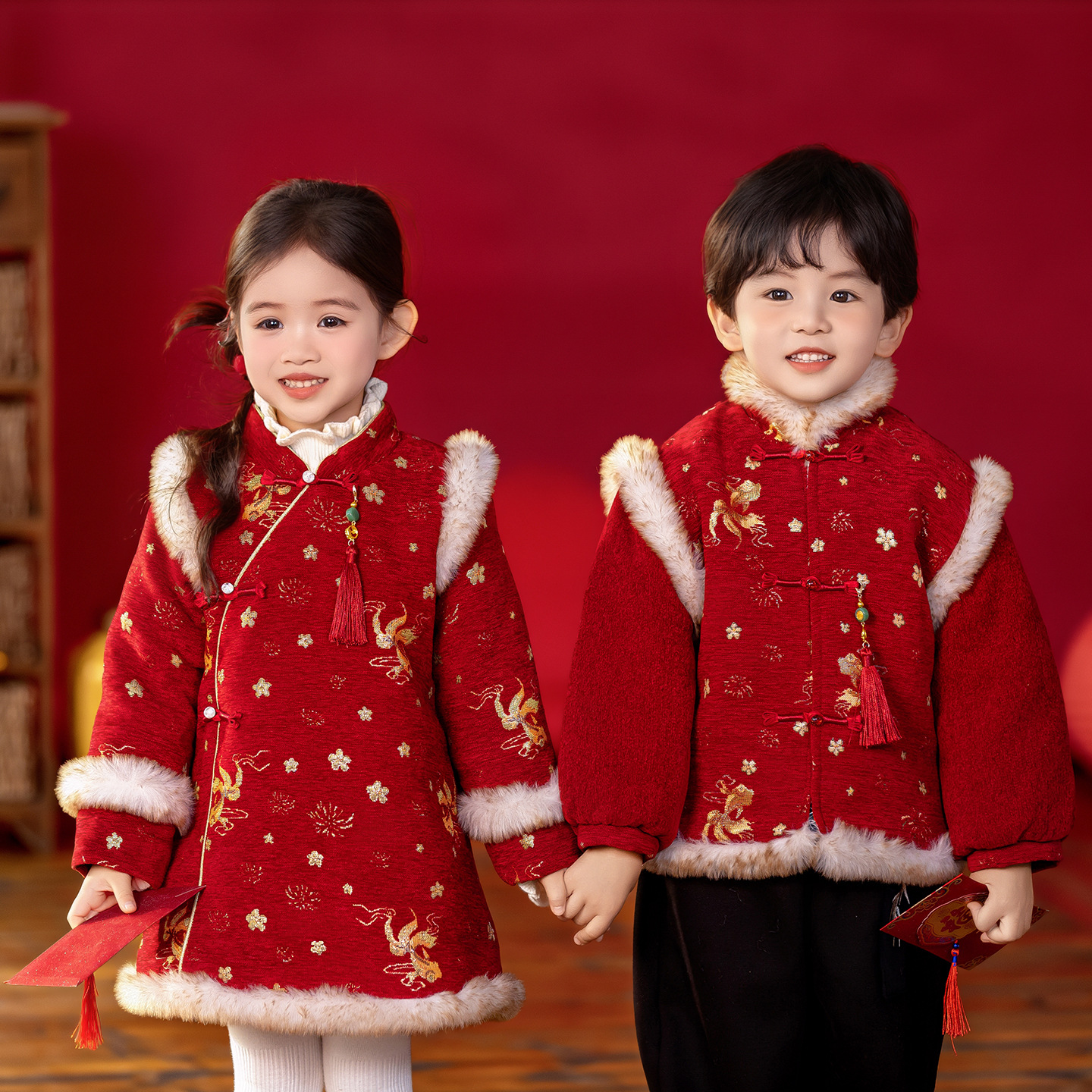 Hanfu Children's Festive New Year Outfit Brother and Sister Matching Winter 2026 New Girl's Traditional Performance Costume Boy's New Year Clothes