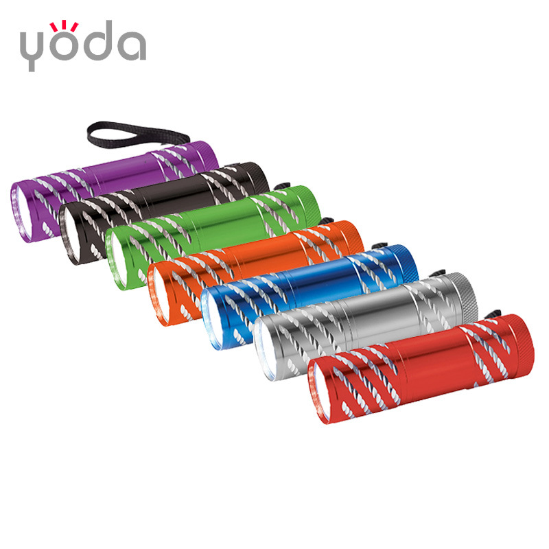 Foreign Trade Japanese and Korean Promotional logo Aluminum Alloy 3*AAA Bright Flower 9LED Dry Battery Mini Gift Flashlight