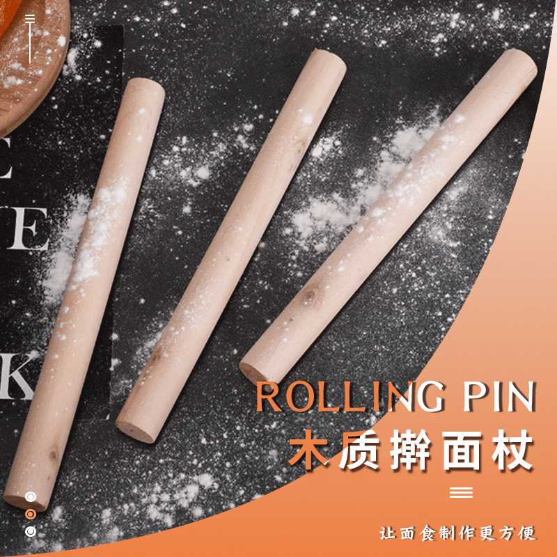 Деревянная скалка с принтом для пельменей без воска и лака