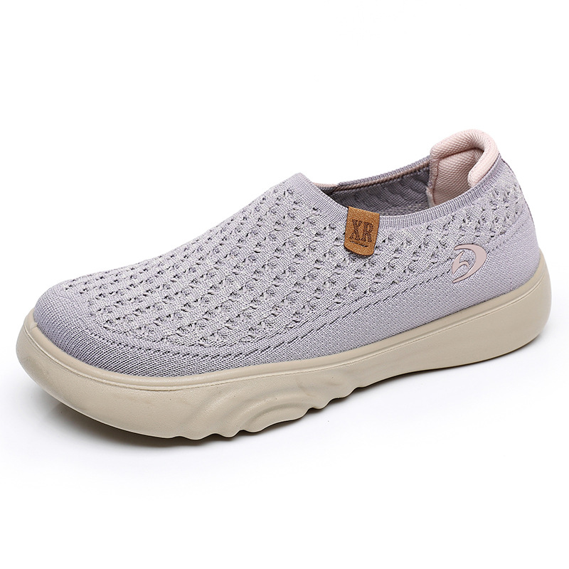 2025 Spring and Autumn New Old Beijing Cloth Shoes Women's Single Shoes Flying Woven Breathable Comfortable Mother Shoes Soft Sole Non-slip Walking Shoes