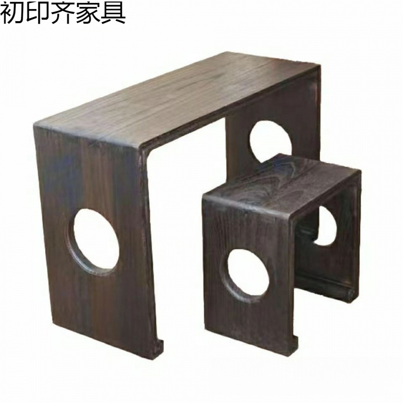 Multifunctional Solid Wood Integrated Table and Stool, Paulownia Wood Guqin Table and Stool, Ancient Style Chinese Calligraphy Integrated Table