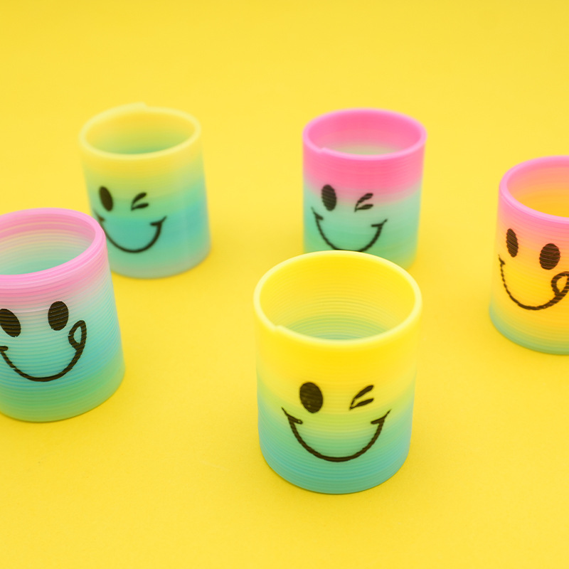 Rainbow Circle Magic Circle Children's Spring Circle Decompression Toy Colorful Circle Elastic Circle Street Stall Prize Toy Cross-Border