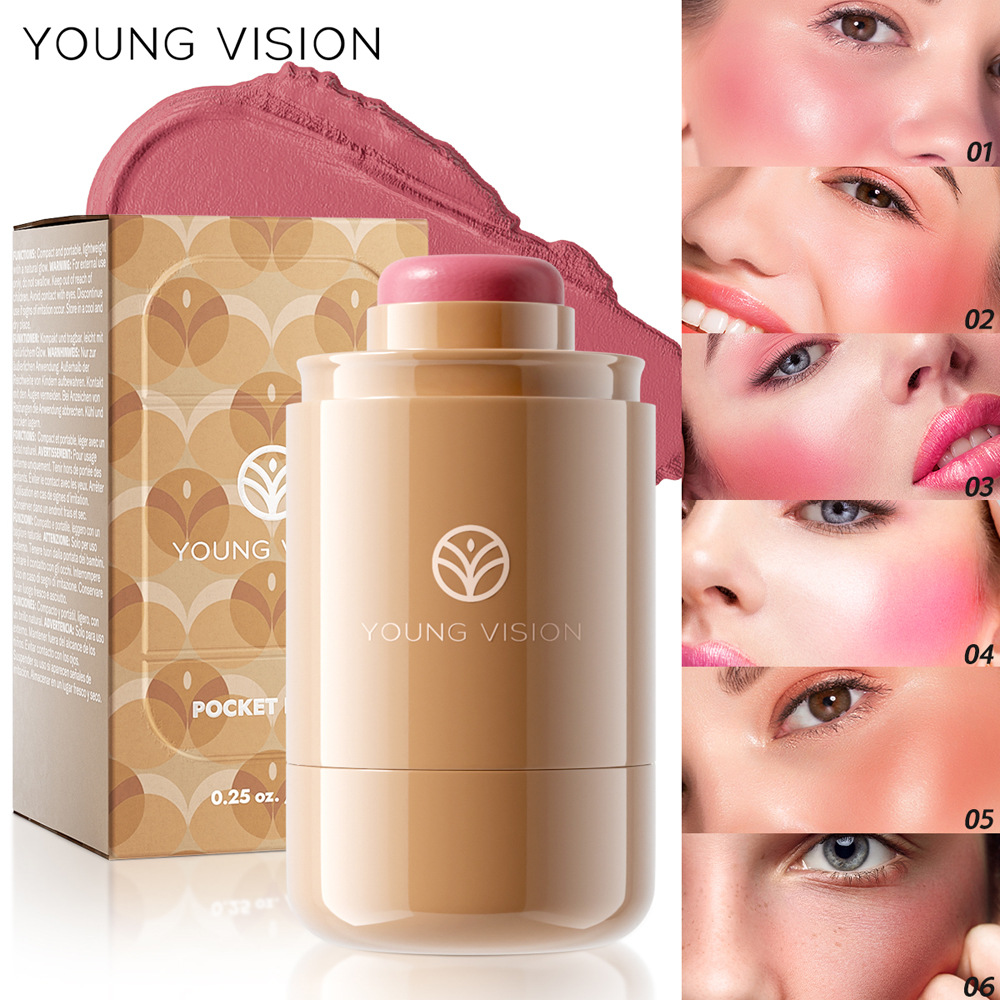 YOUNG VISION Стик для румян 6 цветов, матовые румяна для губ и щек, кремовая текстура