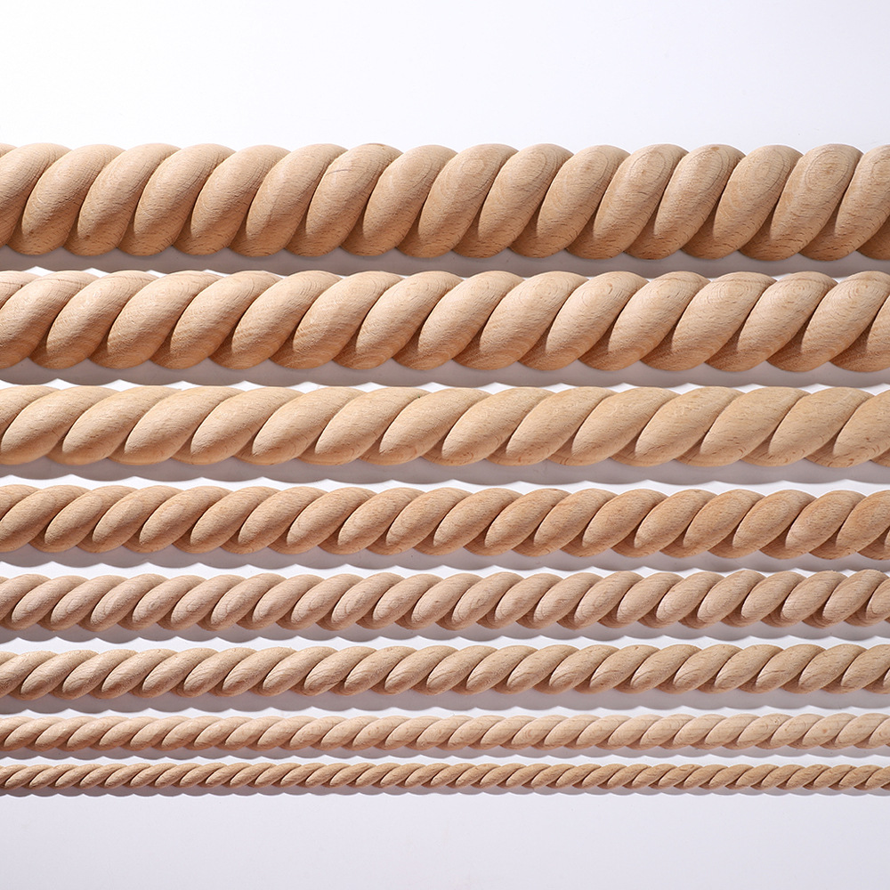 Dongyang Wood Carving Solid Wood Line European-style Semi-round Twist Line Furniture Cabinet Door Decoration Carved Line Photo Frame Edge Bars