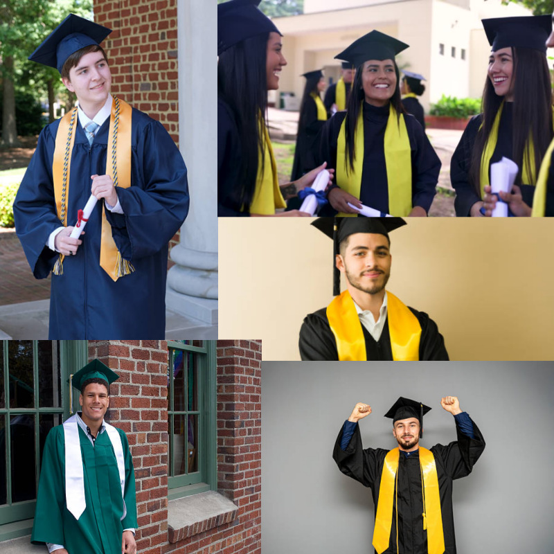 Cross-Border Amazon Children's Graduation Shawl Bachelor's Graduation Shawl Solid Color Satin Ribbon Double-Layer Shawl