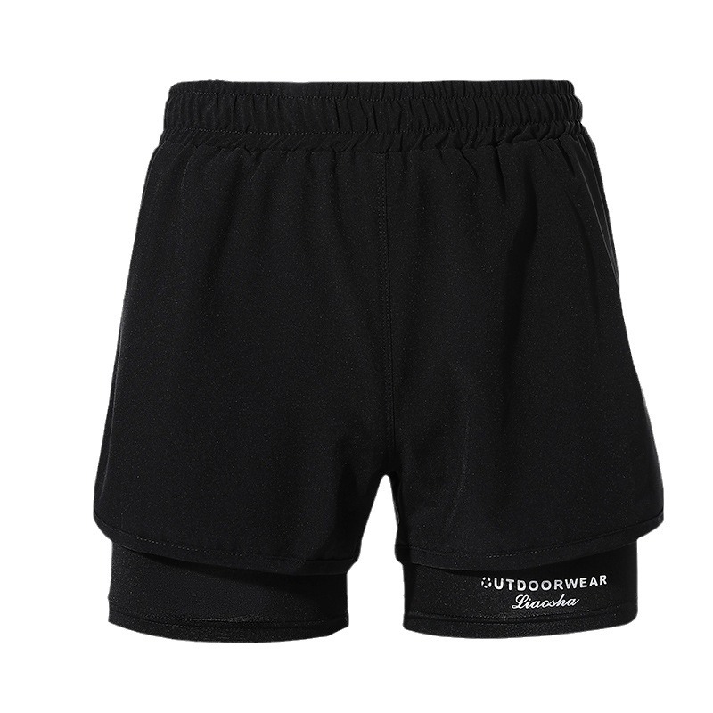 Loose Fashion Swimming Trunks Men's Double-layer Anti-embarrassment Professional Five-point Quick-drying Swimsuit Sports Beach Swimming Equipment