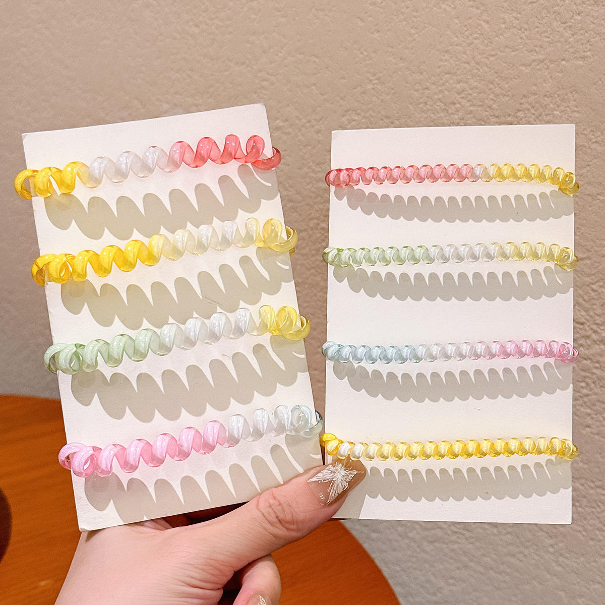 Gradient Color-Changing Traceless Telephone Line Hair Ring Women's Summer Simple Hair Rope High-Level Hair Rope Rubber Tendon Hair Accessories