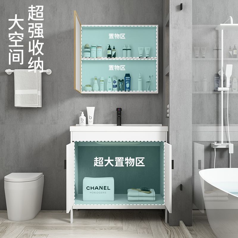 New Carbon Fiber Floor-Standing Bathroom Cabinet Combination Ceramic Integrated Small Apartment Bathroom Washbasin Wholesale