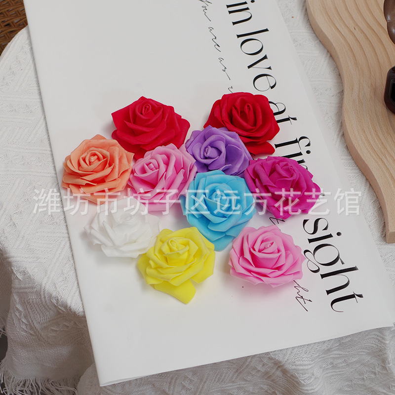 Four-Layer Slr Rose Head DIY Artificial Flower Pe Foam Wedding Corsage Hair Accessory Decorative Flower Curling Corner Artificial Bubble