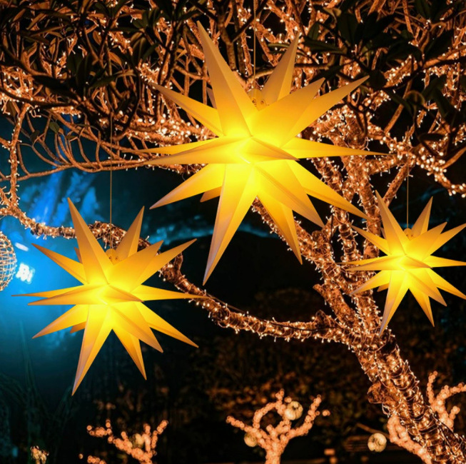 Cross-Border Christmas Lights 18-Pointed Star Party Lights Outdoor Colorful Explosion Star Christmas Tree Hotel Bar Decoration