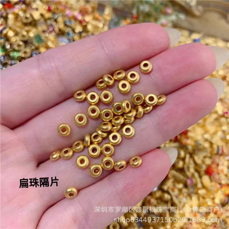 Pure Gold 999 Small Gold Beads Threaded Spacer Positioning Beads Triangular Broken Gold Spacer Sugar Cube Beads Wheel Beads DIY Accessories