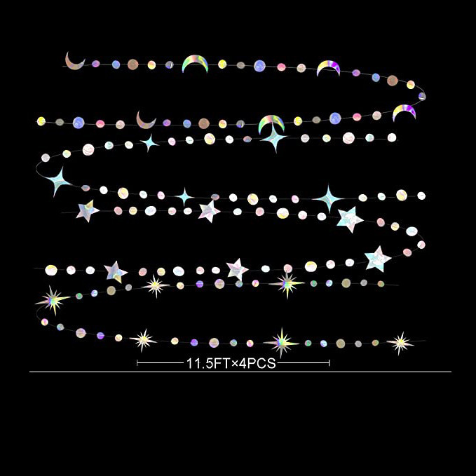 Cross-border New Radium Star Moon Hanging Pendant Valentine's Day Birthday Party Decorative Props