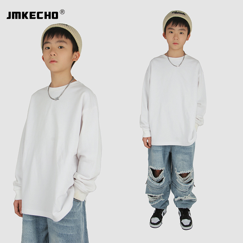 Customized Pure Cotton Trendy Brand Boys and Girls Hip-Hop Hip-Hop Loose Version Customized Large Size Group Clothes Round Neck Sweatshirt