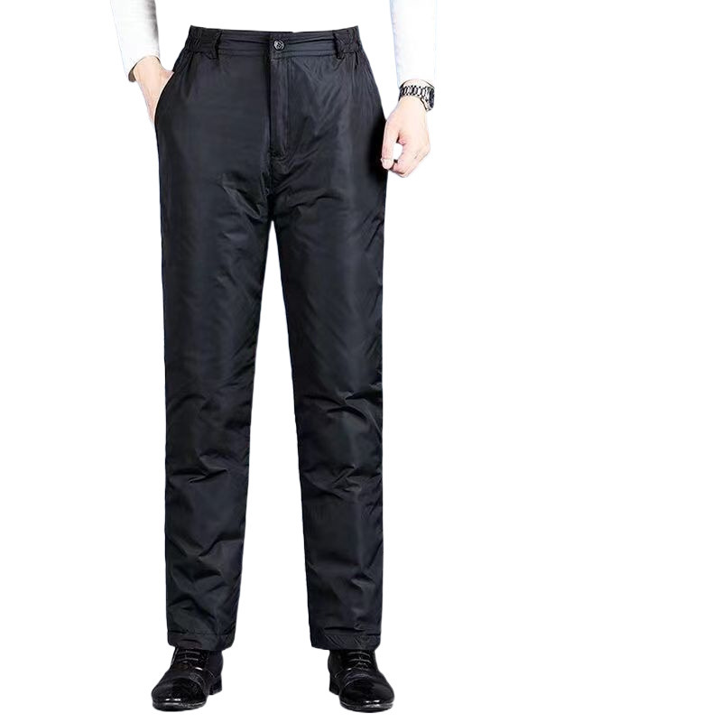 Men's down Pants Northeast Thickened Cold-Proof Windproof Warm Cotton Pants Middle-Aged and Elderly Thickened Large Size High-Waisted Pants in Stock Leather