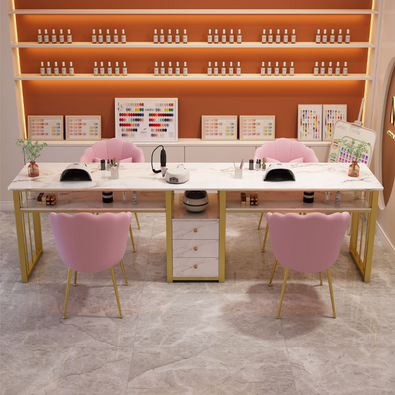 Стол для маникюра двойной с креслом, современный стол для маникюра, экономичная мебель для салона для маникюра