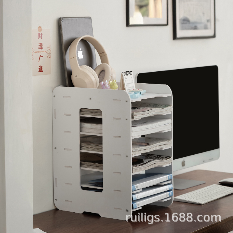 File Shelf Storage Rack Multi-Layer Folder Storage Box Desktop Organization Artifact Office Supplies Storage Rack Book