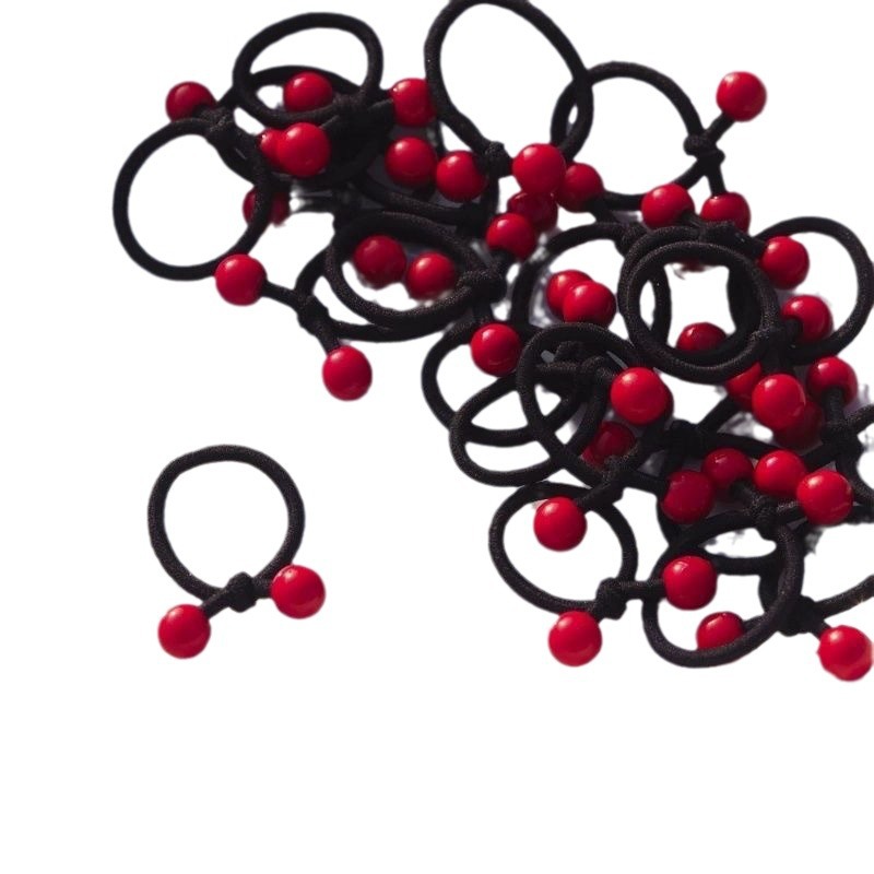 Children's hair rope hair tie rope does not hurt hair rubber band high elastic rubber band Simple cute baby hair band Red Bean small rubber band
