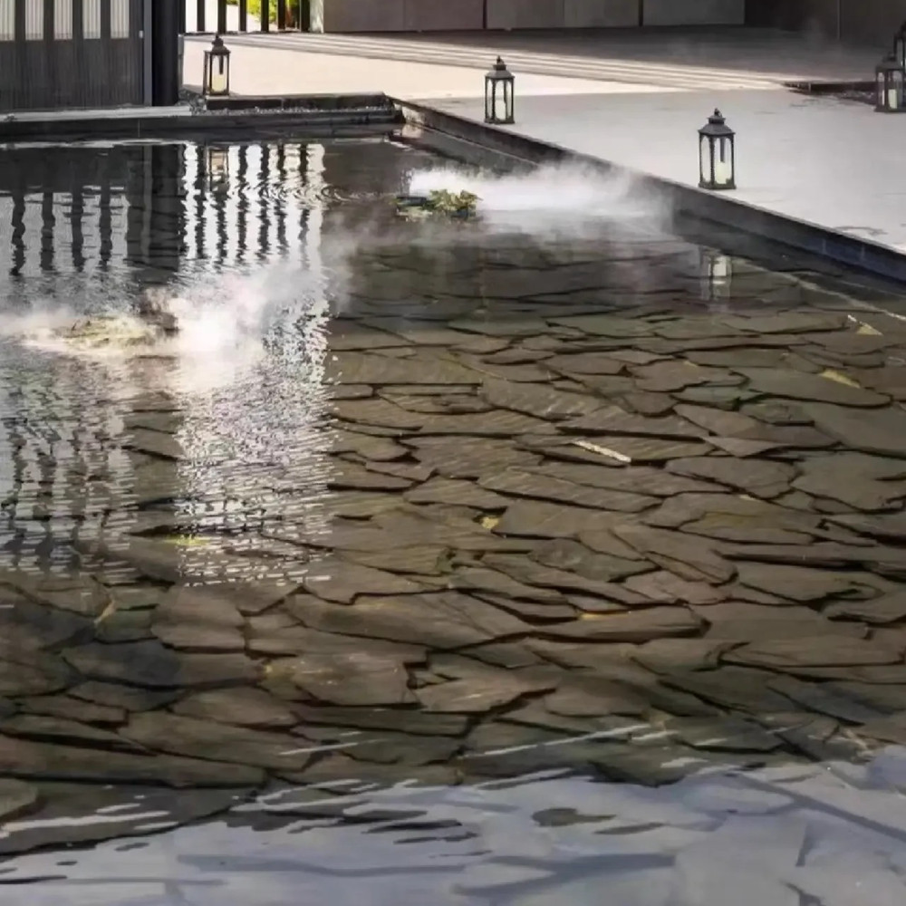 Black Slate Flake Stone Underwater Flake Stone Natural Asymmetrical Bluestone Slab Water Feature Pool Bottom Page Rock Flake Slake Rock