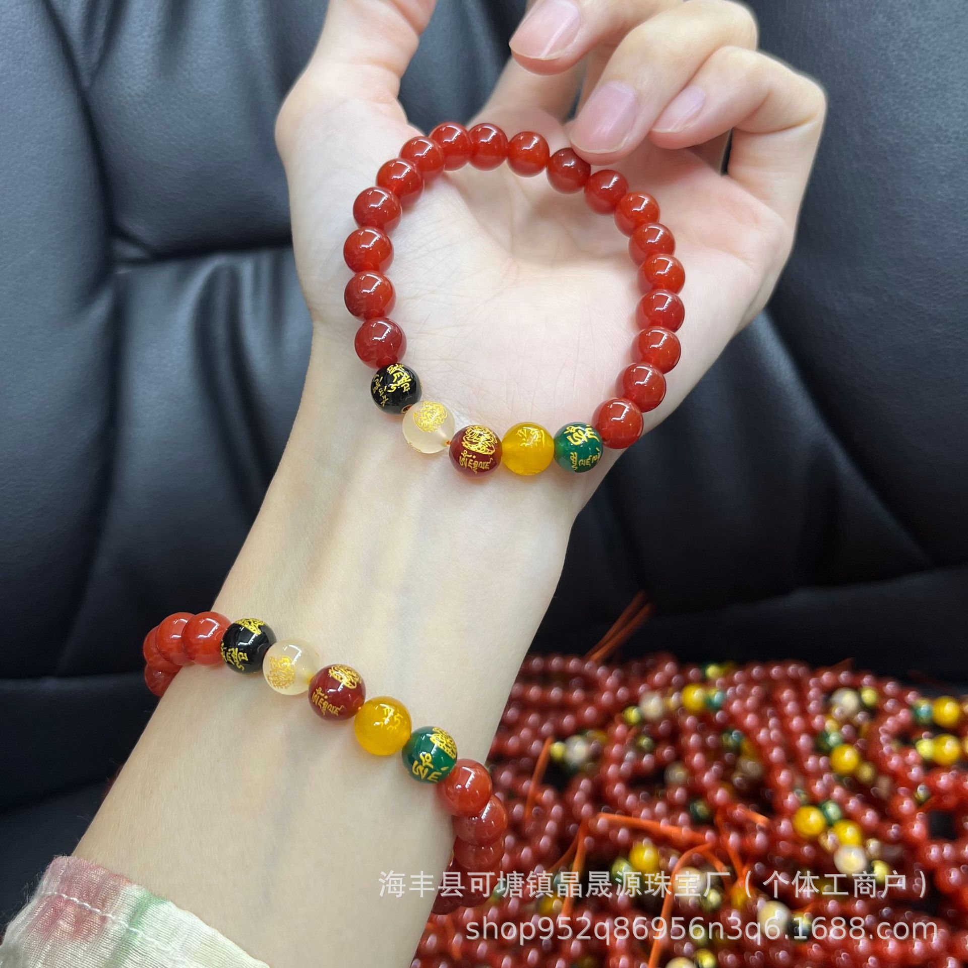 Натуральный красный агат браслет южный красный браслет с богом богатства летом модный маленький красный буклет оптом