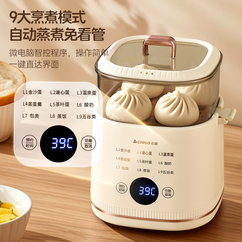 Chigo Egg Steamer Automatic Power-Off Egg Cooker Household Egg Custard Multi-Functional Artifact Dormitory Small Mini Breakfast Machine
