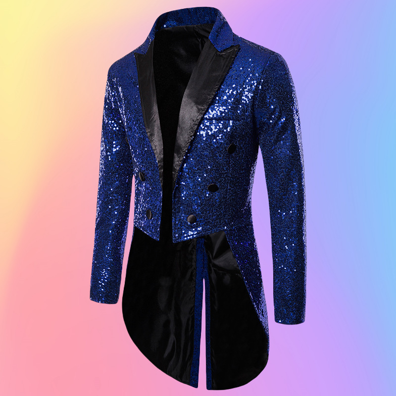 Кросс-бордерный костюм для внешней торговли, новый мужской повседневный смокинг, однотонный, с пайетками, для банкетов и клубных выступлений