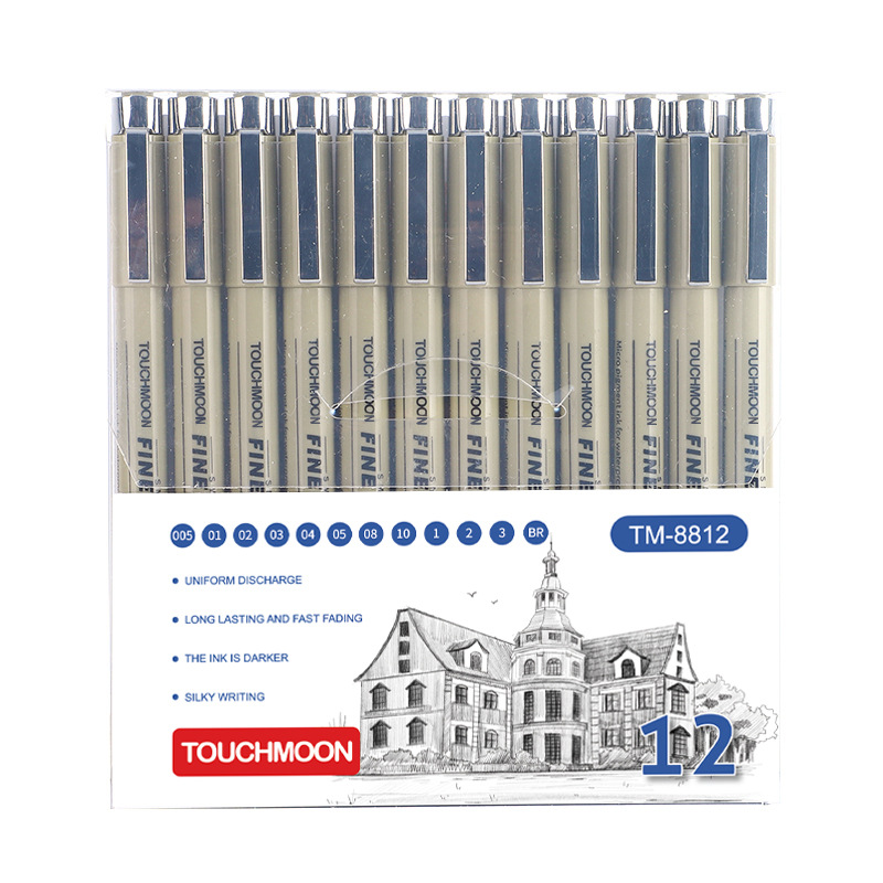 Touchmoon Waterproof Needle Pen Students Use Art Comics Architectural Design Black Signature Pen Hand-Painted Sketch
