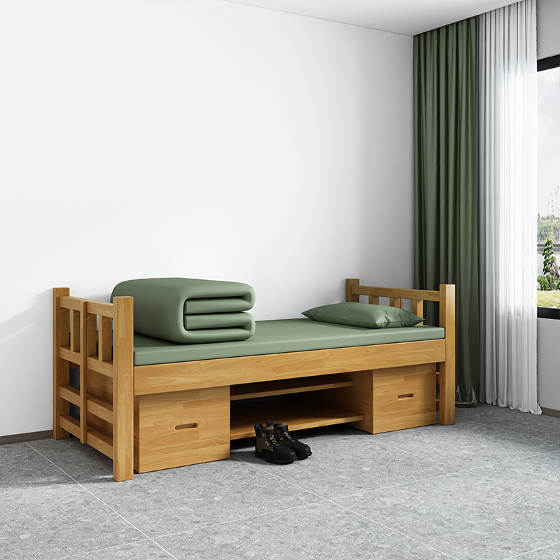 Standard Single Person Solid Wood Bed Thickened Bed Customized 14 Standard Combination Barracks Furniture Engineering Customized Military Training
