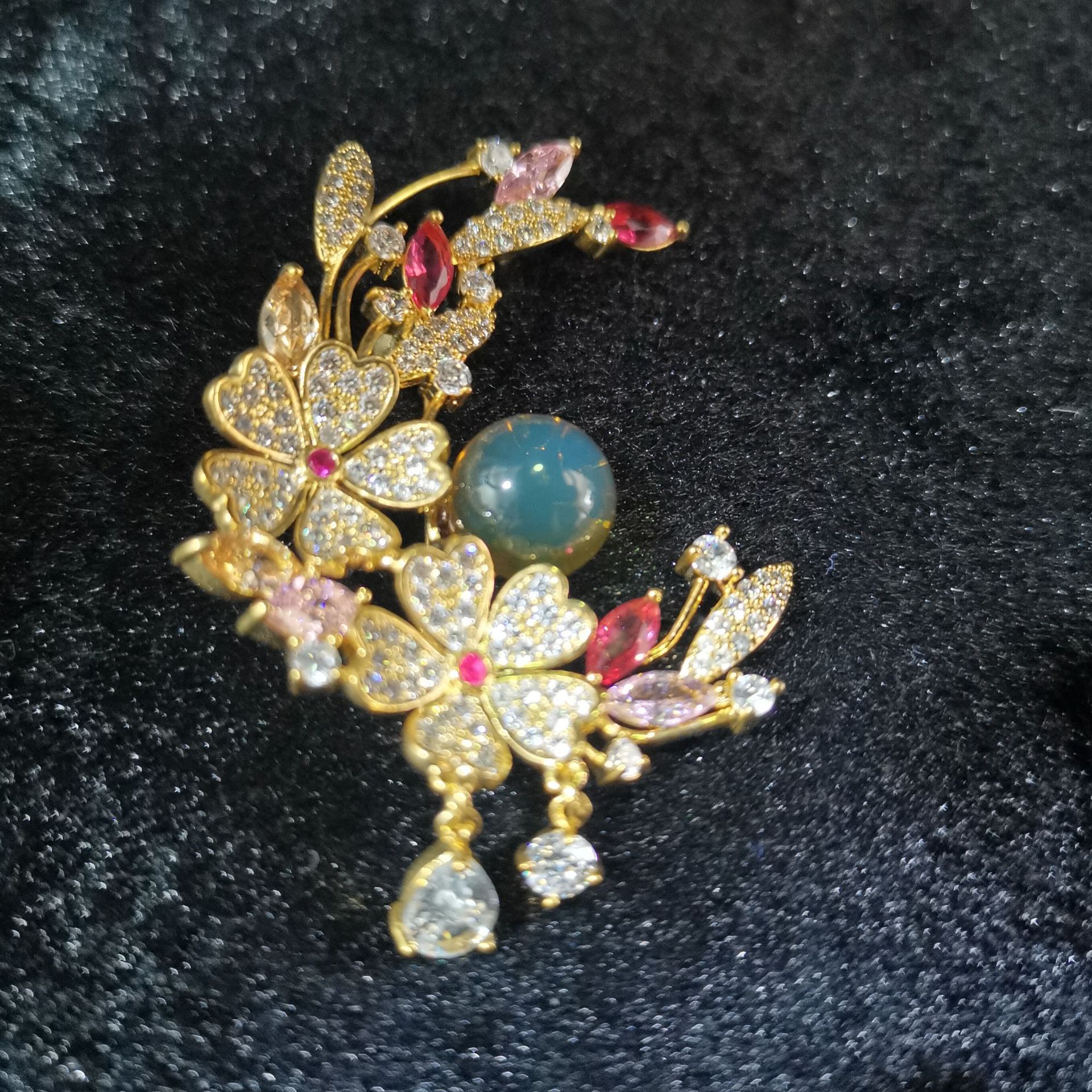 5A Water-Purified Blue Amber Brooch, Natural Amber Brooch Jewelry, Women's Jewelry Accessories