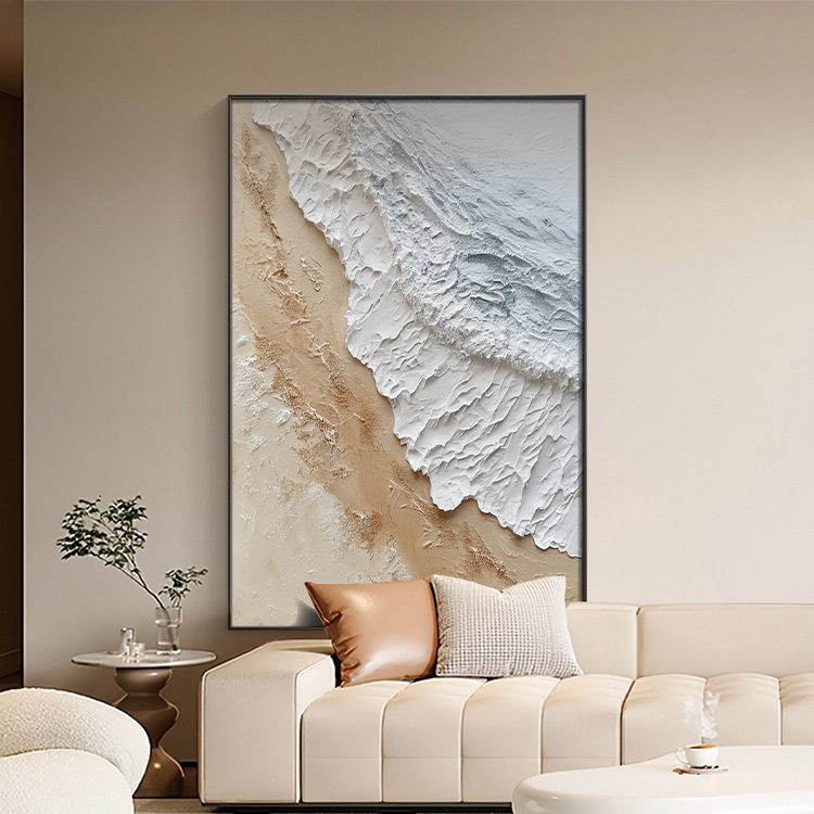 Dafen Oil Painting Village Hand-Painted Wave Texture Painting Cream Style Decorative Painting Abstract Living Room Entrance Sofa Background Mural