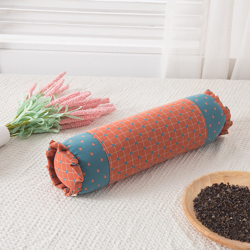 Double-layer yarn seer tune buckwheat cervical pillow cylindrical neck pillow full buckwheat shell filled buckwheat pillow wholesale