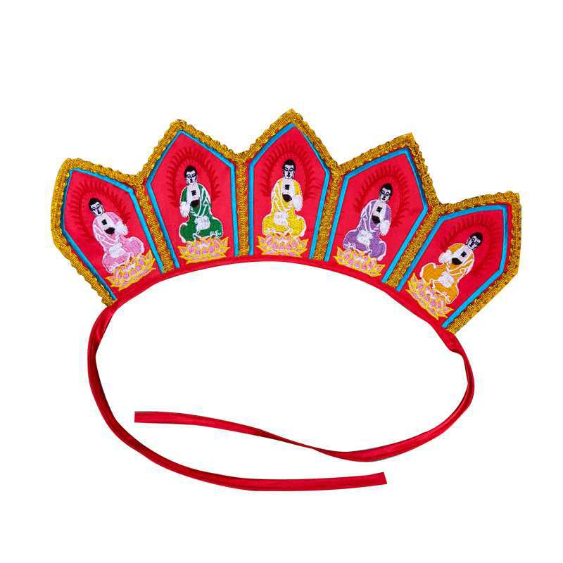 Washable Five Buddha Crown Vairocana Hat Monk Hat Buddhist Monk Hat Ceremony Monk Hat Vairocana Hat with Embroidered Patch