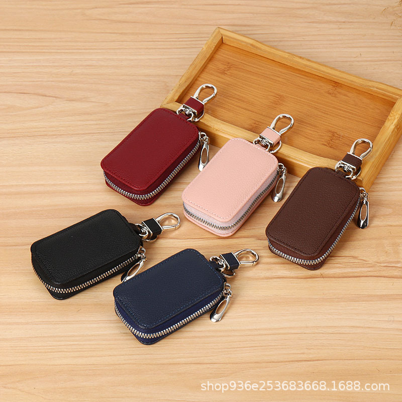 Cross-Border Popular Multifunctional Universal Pebbled Car Key Bag Unisex Zipper Key Bag High-End