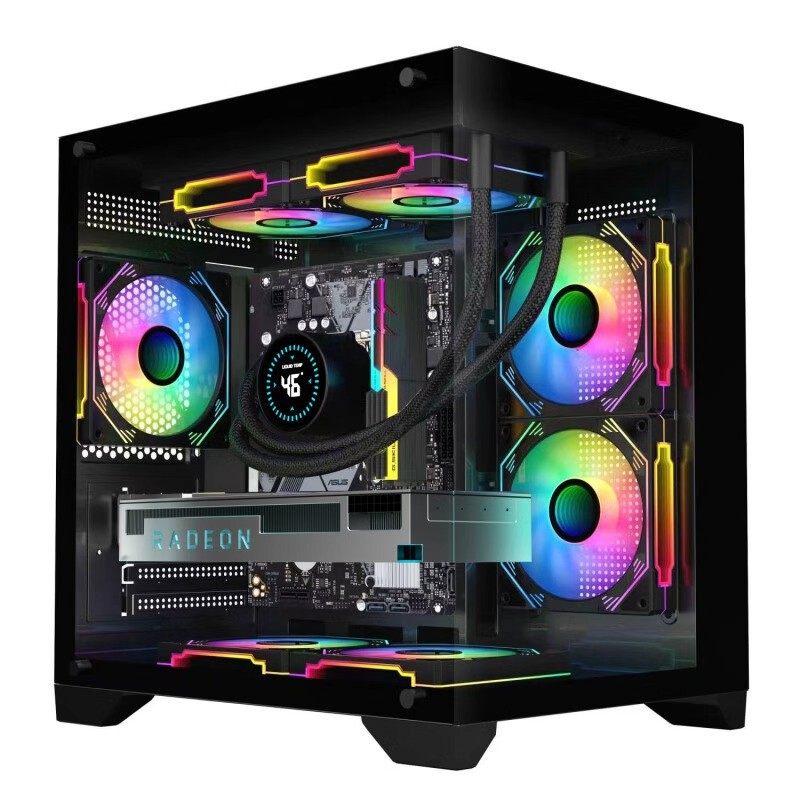 Desktop Computer Host Complete Set E-Sports Game Live Streaming Editing Office Home Water-Cooled Sea View Room with Dedicated Graphics Card 5060