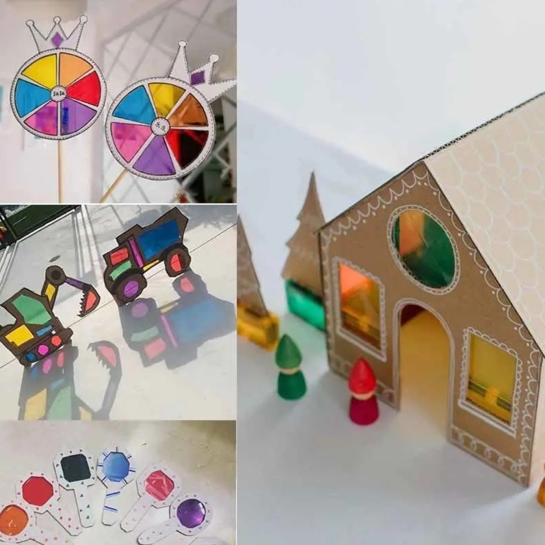 Handmade DIY material transparent color cellophane paper kindergarten light and shadow game candy paper handmade lantern paper