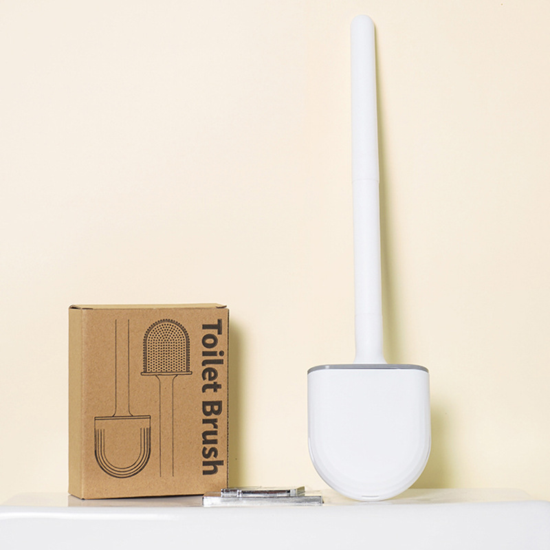 Toilet Brush, Household No-Dead-Corner Punch-Free Silicone Toilet Brush, Wall-Mounted Toilet Artifact Set Brush