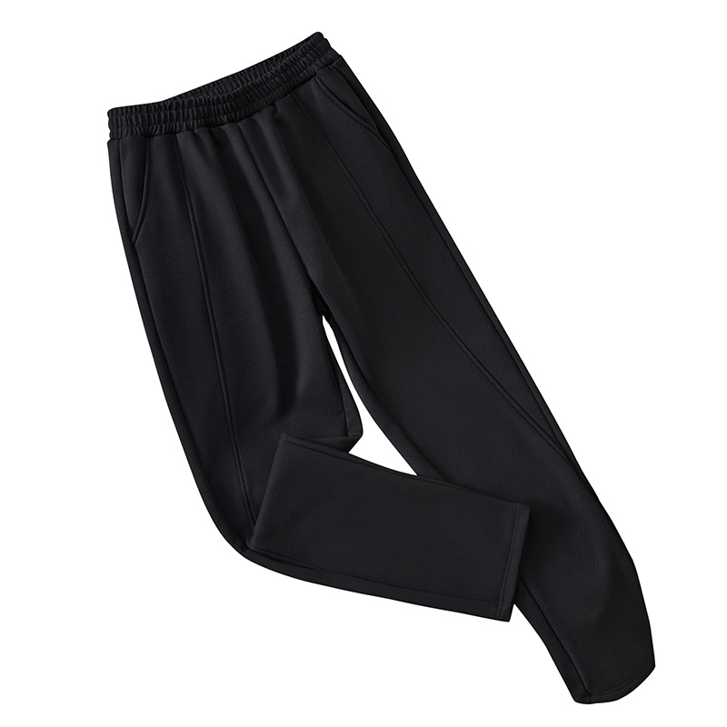 Autumn and Winter New Plus-Size Women's Extra-Large Fleece-Lined Casual Pants 150kg Korean Version Slimming Patchwork K6239