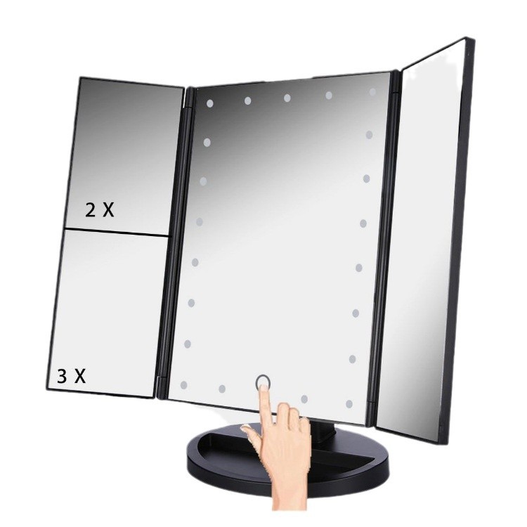 LED makeup mirror folding luminous mirror desktop makeup handheld folding mirror with light