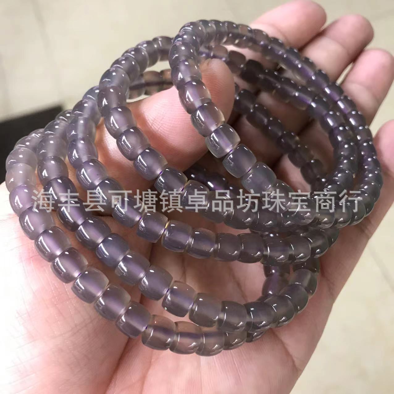 Браслет из натурального серого агата с прямыми срезами, одинарный круг, DIY браслет из дымчатого пурпурного агата, литературная игра для мужчин и женщин