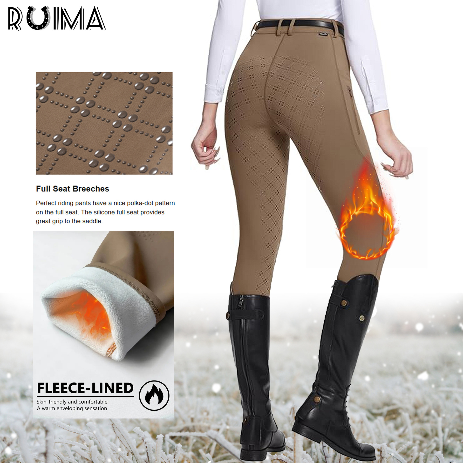 В наличии Брюки для Верховой Езды с Флисовой Подкладкой Полное Сиденье Силиконовые Непоскальзывающие для Осени и Зимы