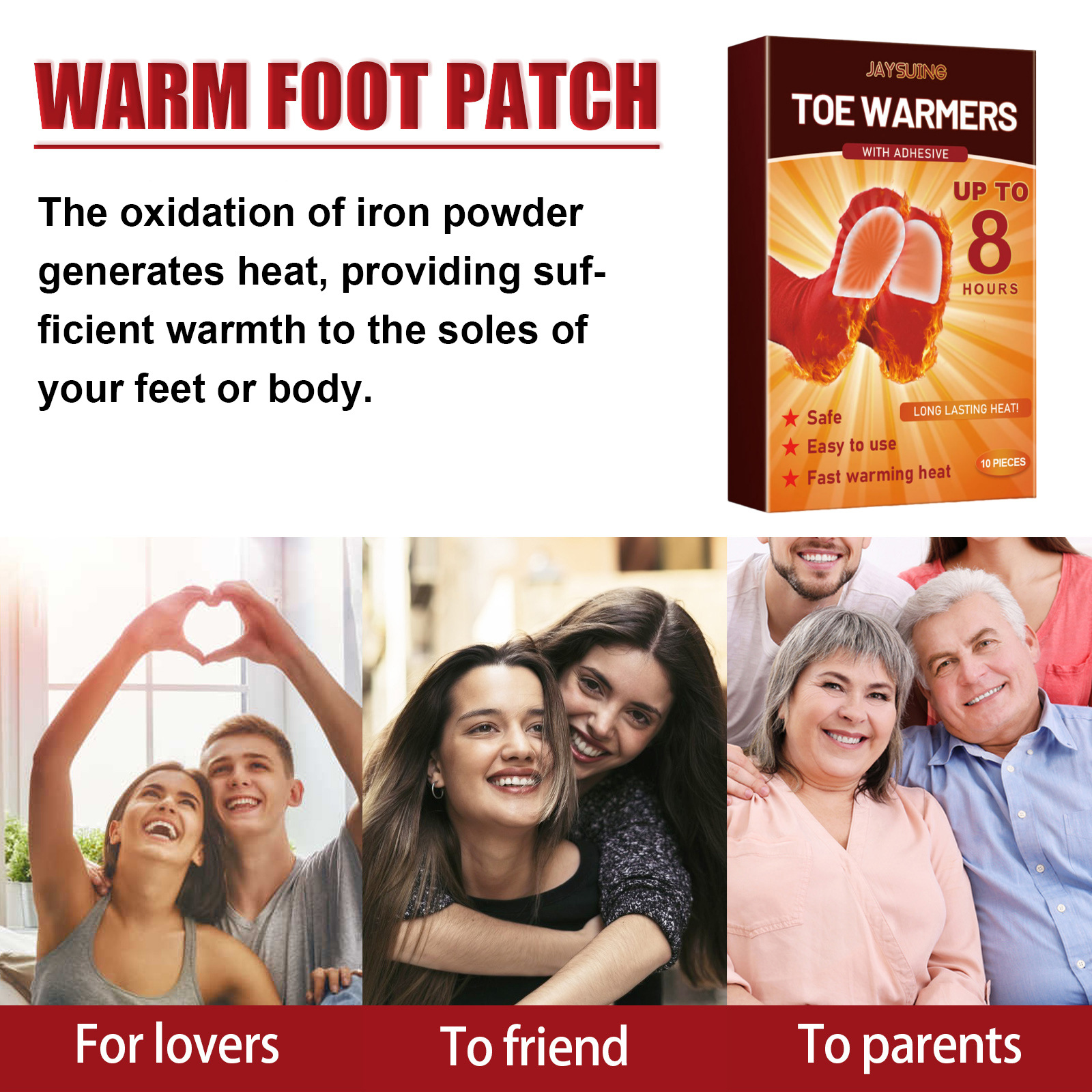Jaysuing Foot Warming Patch Quickly Warms Winter Cold Protection Disposable Portable Daily Foot Warming Patch