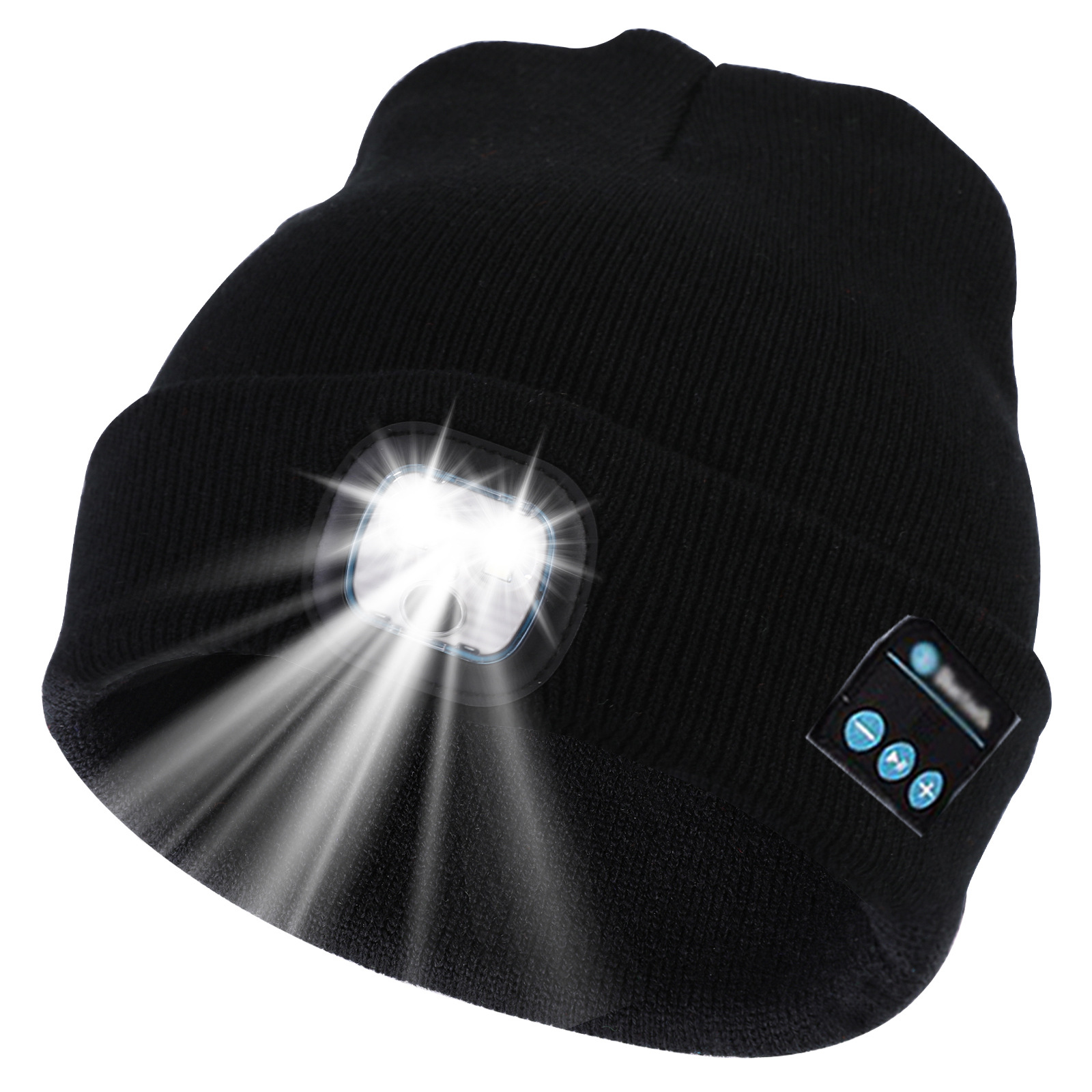 Rechargeable Bluetooth headset LED light knitted hat LED luminous outdoor Bluetooth headset lamp cap