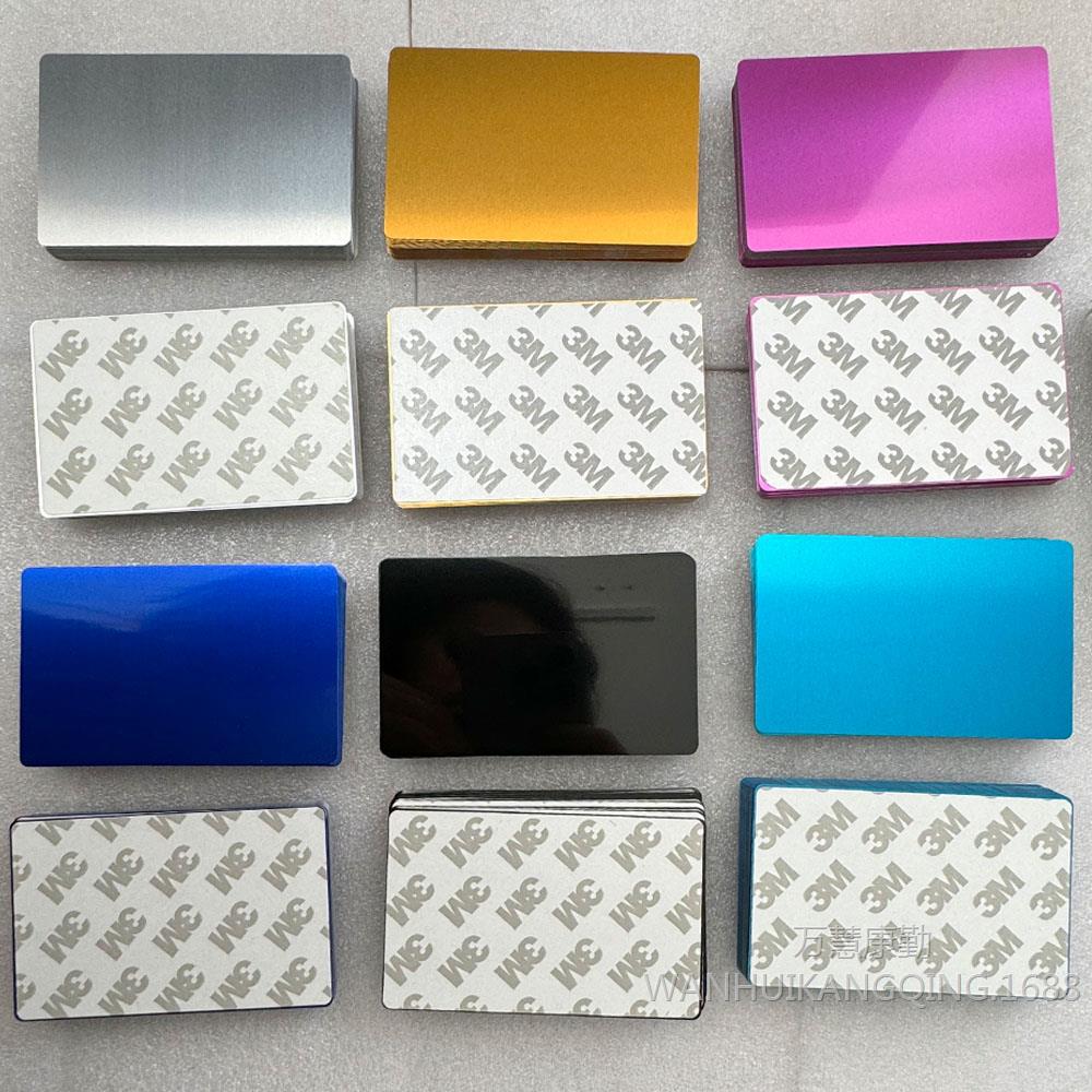 Metal Business Card with Adhesive Backing 86*54*0.2mm Nameplate Adhesive Backing Metal Aluminum Sheet Nameplate Laser Marking