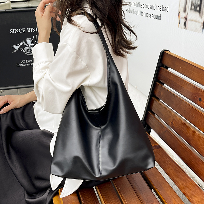 Bags for Women New Fashion Simple Shoulder Bag Large Capacity Pu Commuter Tote Bag High-End Retro Armpit Bag