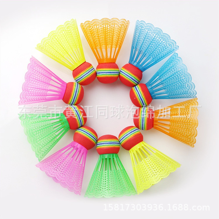 Оптовая партия EVA Радужный мяч, пластиковый, прочный, цветной, эластичный, легкий мяч для бадминтона для детей