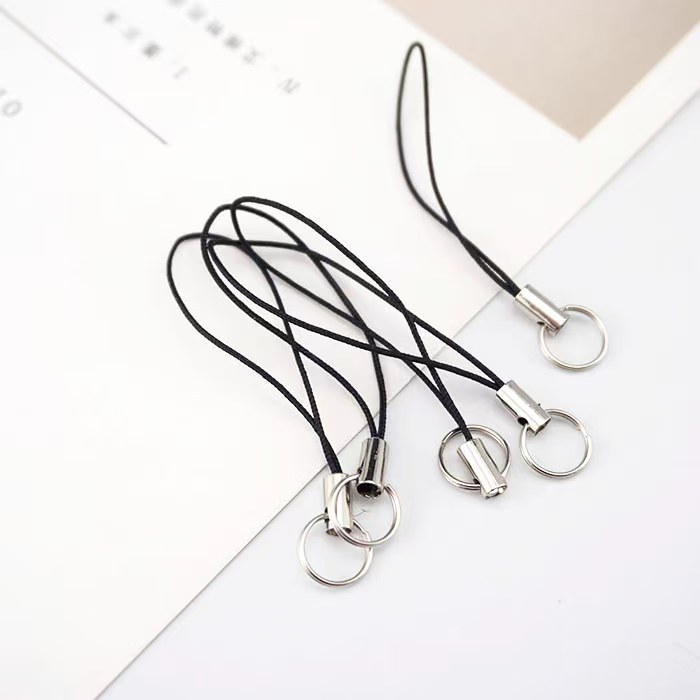 DIY Handmade Accessories Material Lobster Clasp Mobile Phone Rope Jewelry Black Lanyard Hanging Ring with Metal Buckle Sling Wholesale